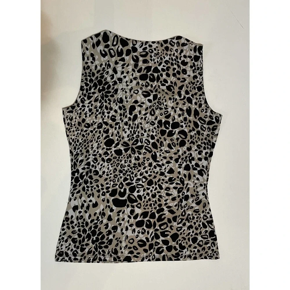 CALVIN KLEIN Women’s XS Tank Shell Animal Print Black Tan Polyester Spandex - Picture 3 of 6